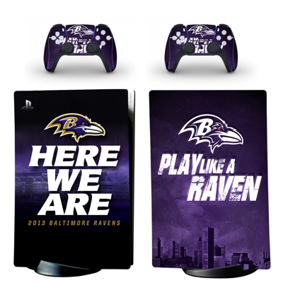 Baltimore Ravens decal skin for PS5 Digital Console and two Controllers