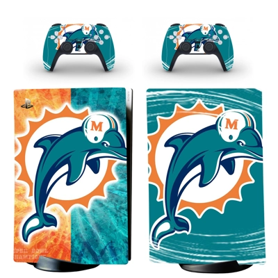Miami Dolphins decal skin for PS5 Digital Console and two .. Miami Dolphins decal skin for PS5 Digital Console and two ..