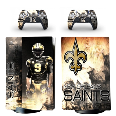 New Orleans Saints decal skin for PS5 Digital Console and two Controllers
