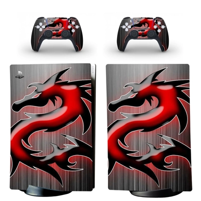 Red Dragon decal skin for PS5 Digital Console and two Cont.. Red Dragon decal skin for PS5 Digital Console and two Cont..