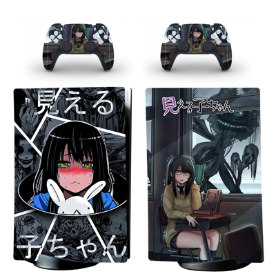Mieruko chan decal skin for PS5 Digital Console and two Co.. Mieruko chan decal skin for PS5 Digital Console and two Co..