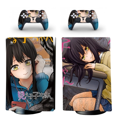 Mieruko chan decal skin for PS5 Digital Console and two Co.. Mieruko chan decal skin for PS5 Digital Console and two Co..