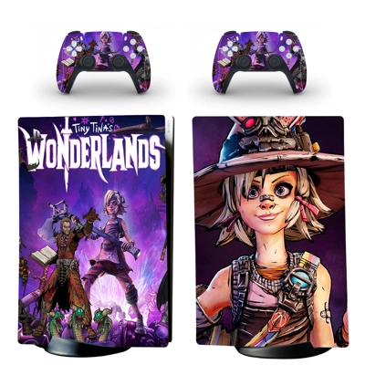 Tiny Tina's Wonderlands decal skin for PS5 Digital Console and two Controllers
