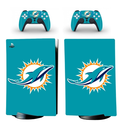 Miami Dolphins decal skin for PS5 Digital Console and two .. Miami Dolphins decal skin for PS5 Digital Console and two ..