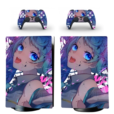 Hatsune Miku decal skin for PS5 Digital Console and two Co.. Hatsune Miku decal skin for PS5 Digital Console and two Co..