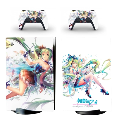 Hatsune Miku decal skin for PS5 Digital Console and two Co.. Hatsune Miku decal skin for PS5 Digital Console and two Co..