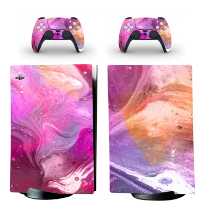 Color Texture decal skin for PS5 Digital Console and two Controllers
