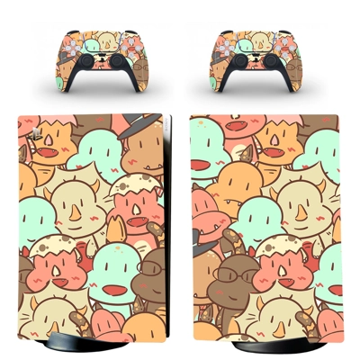 Cartoon Texture decal skin for PS5 Digital Console and two Controllers