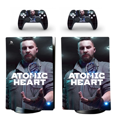 Atomic Heart decal skin for PS5 Digital Console and two Co.. Atomic Heart decal skin for PS5 Digital Console and two Co..