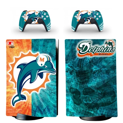 Miami Dolphins decal skin for PS5 Digital Console and two .. Miami Dolphins decal skin for PS5 Digital Console and two ..