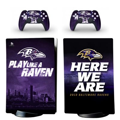 Baltimore Ravens decal skin for PS5 Digital Console and two Controllers