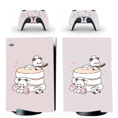 Cute Panda decal skin for PS5 Digital Console and two Cont.. Cute Panda decal skin for PS5 Digital Console and two Cont..