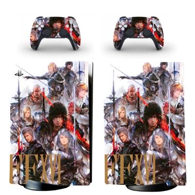 Final Fantasy 16 decal skin for PS5 Digital Console and two Controllers