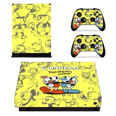 Cuphead decal skin for Xbox one X Console and 2 Controllers Cuphead decal skin for Xbox one X Console and 2 Controllers