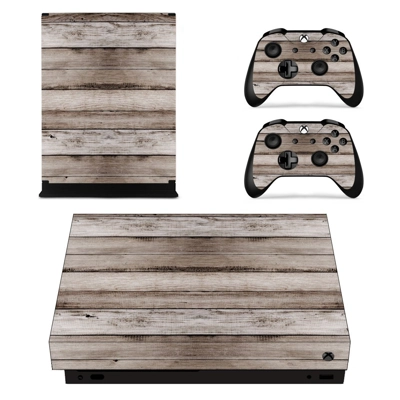 Wood board decal skin for Xbox one X Console and 2 Controllers