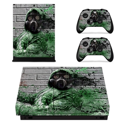Pollution masked decal skin for Xbox one X Console and 2 Controllers