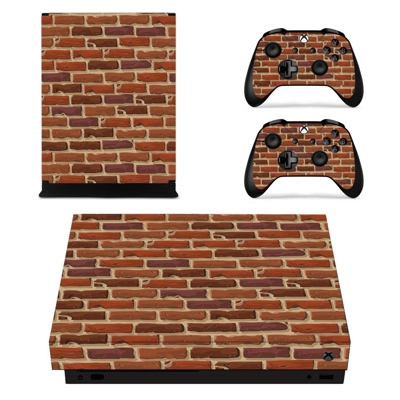 Brick wall print decal skin for Xbox one X Console and 2 Controllers