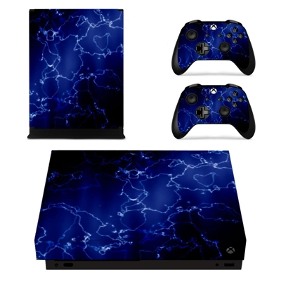Blue custom decal skin for Xbox one X Console and 2 Contro.. Blue custom decal skin for Xbox one X Console and 2 Contro..