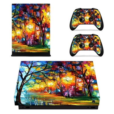 Acrylic painting decal skin for Xbox one X Console and 2 Controllers