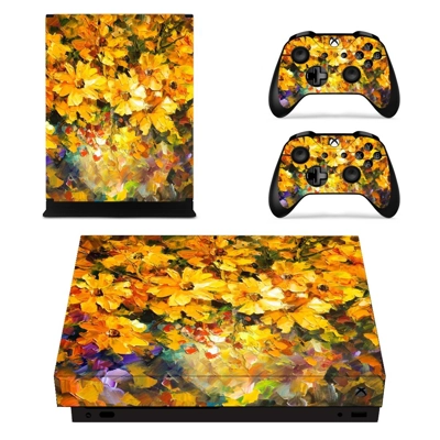 Yellow flowers oil painting decal skin for Xbox one X Cons.. Yellow flowers oil painting decal skin for Xbox one X Cons..