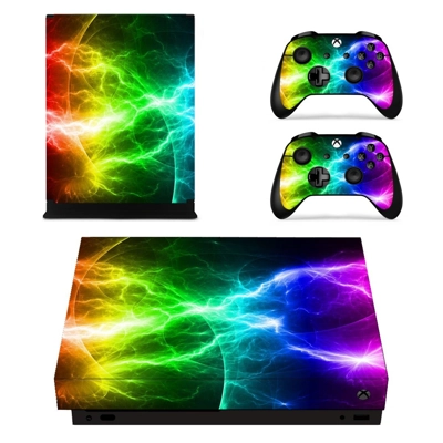 Abstract lightning decal skin for Xbox one X Console and 2 Controllers