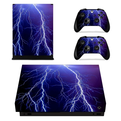 Abstract lightning decal skin for Xbox one X Console and 2 Controllers