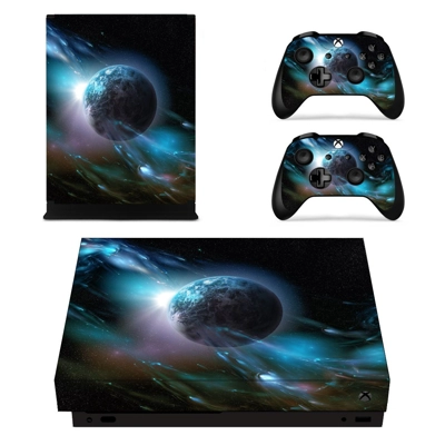Earth in open Galaxy decal skin for Xbox one X Console and 2 Controllers
