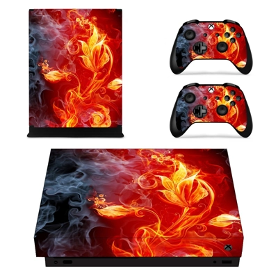 Flaming Tree decal skin for Xbox one X Console and 2 Controllers