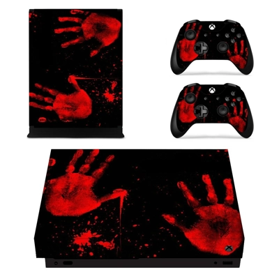 Bloody Hand Spot decal skin for Xbox one X Console and 2 Controllers