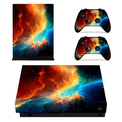Colourful Open Galaxy decal skin for Xbox one X Console and 2 Controllers