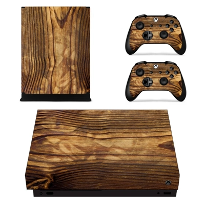 Wooden Texture decal skin for Xbox one X Console and 2 Controllers