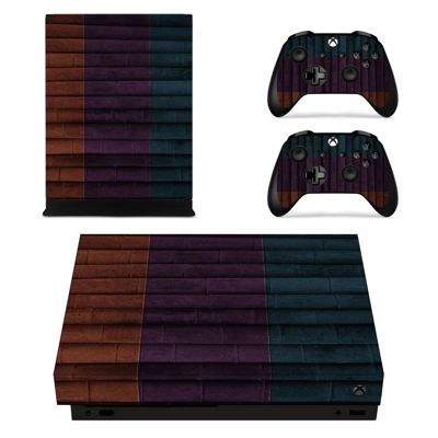 Colorful Wooden Texture decal skin for Xbox one X Console and 2 Controllers