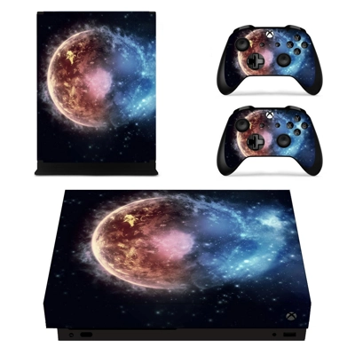 Burning Planet decal skin for Xbox one X Console and 2 Controllers