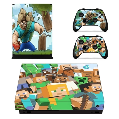 Minecraft decal skin for Xbox one X Console and 2 Controllers