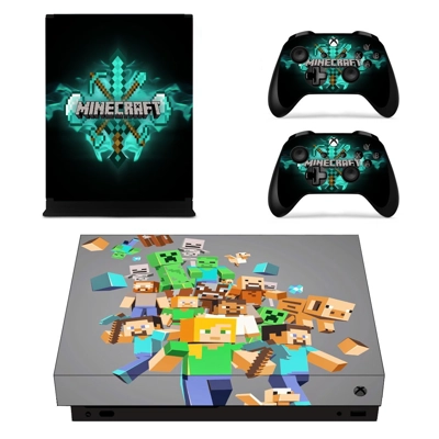 Minecraft decal skin for Xbox one X Console and 2 Controllers