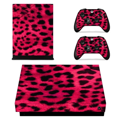 Red Leopard decal skin for Xbox one X Console and 2 Controllers