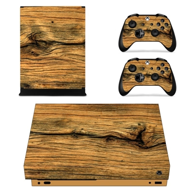 Wooden Texture decal skin for Xbox one X Console and 2 Controllers