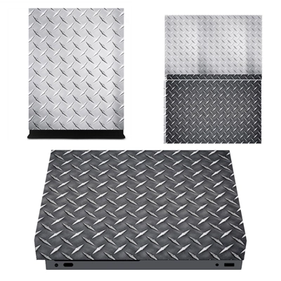 Metal effect decal skin for Xbox one X Console and 2 Controllers