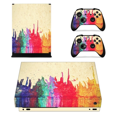 Color splash decal skin for Xbox one X Console and 2 Controllers