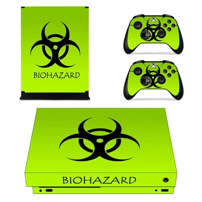 Biohazard sign decal skin for Xbox one X Console and 2 Controllers