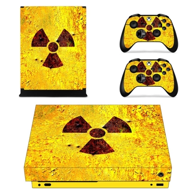 Biohazard sign decal skin for Xbox one X Console and 2 Controllers