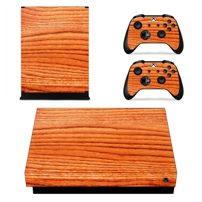 Wooden Texture decal skin for Xbox one X Console and 2 Controllers