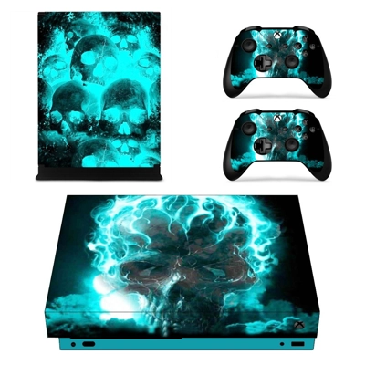 Burning Skull decal skin for Xbox one X Console and 2 Controllers
