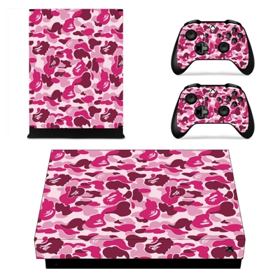 Pink Camouflage decal skin for Xbox one X Console and 2 Controllers