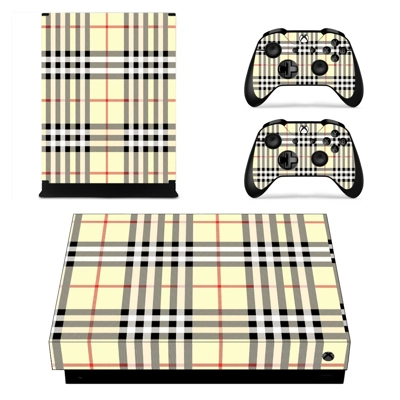 Tartan Pattern decal skin for Xbox one X Console and 2 Controllers