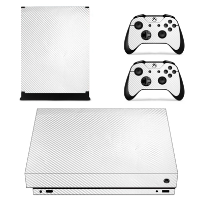 Silver Carbon Fiber decal skin for Xbox one X Console and 2 Controllers