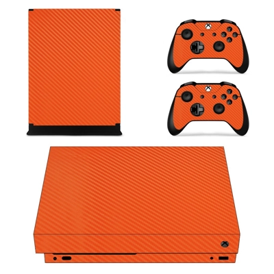 Orange Carbon Fiber decal skin for Xbox one X Console and .. Orange Carbon Fiber decal skin for Xbox one X Console and ..