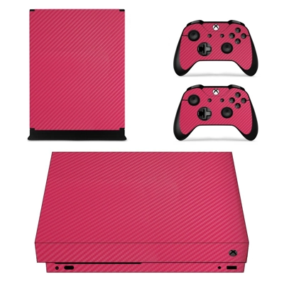 Pink Carbon Fiber decal skin for Xbox one X Console and 2 Controllers