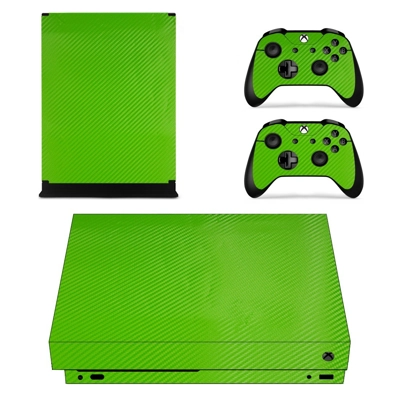 Light Green Carbon Fiber decal skin for Xbox one X Console and 2 Controllers