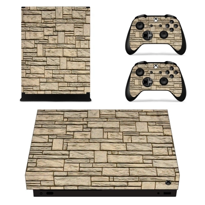 Stone Wall decal skin for Xbox one X Console and 2 Controllers